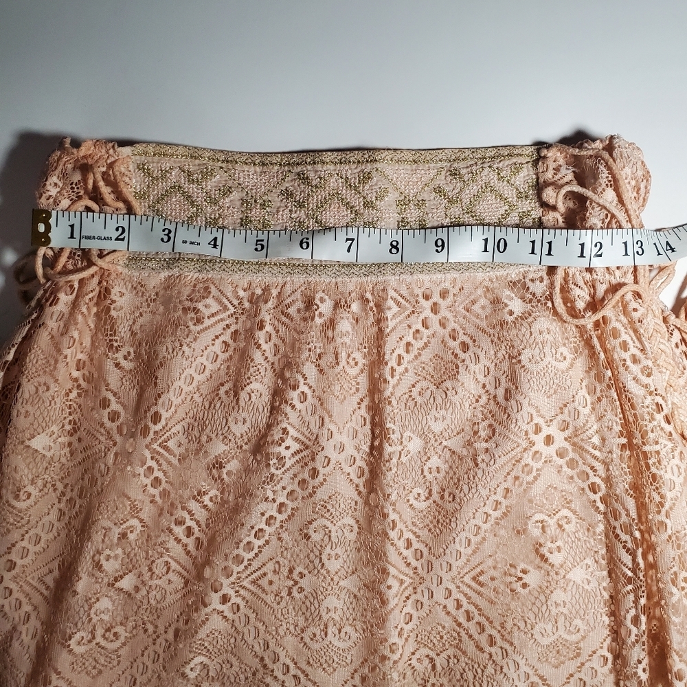 ANTHROPOLOGIE by Queen & Palm Maxima Lace Skirt Embroider Waist, Side Tassles XS - Picture 14 of 15